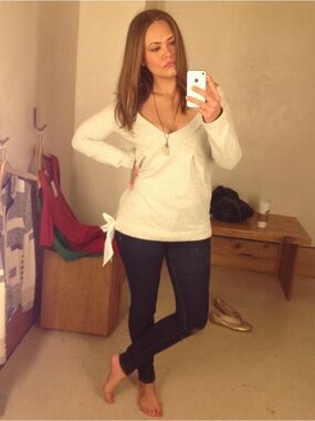 Fleurette/Anthropologie Light Gray Deep V-Neck Terry Sweatshirt Size Small